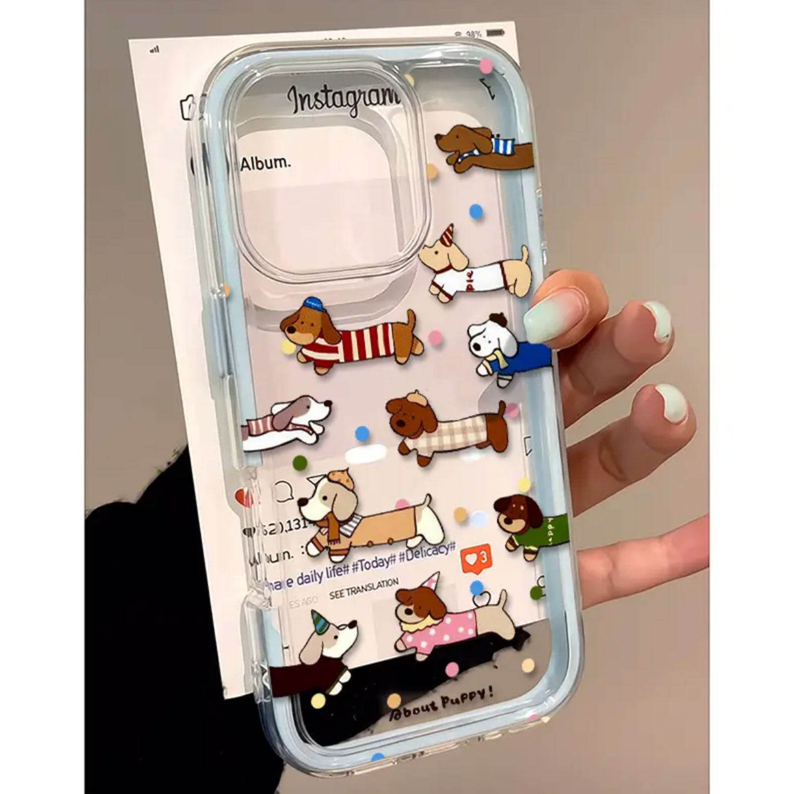 Samsung Galaxy A55 - Cute Polka Dot Sausage Dog 2in1