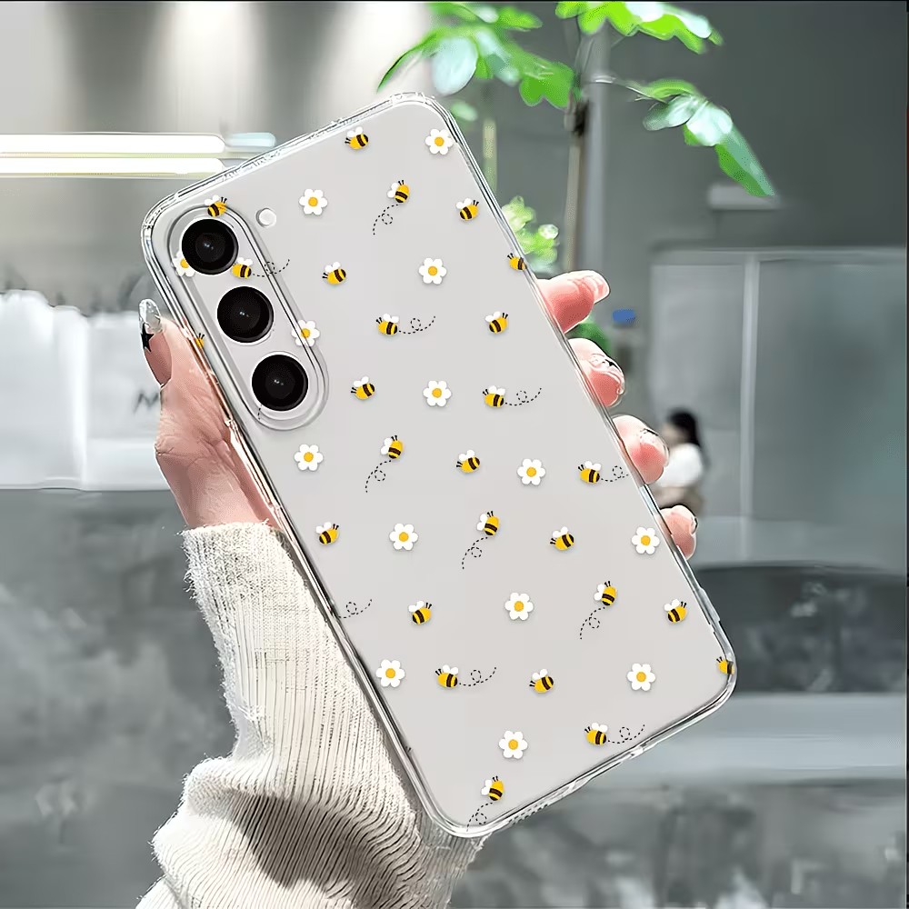 Transparent TPU Cute Bee Daisy - đánh giá và giá Samsung Galaxy A55