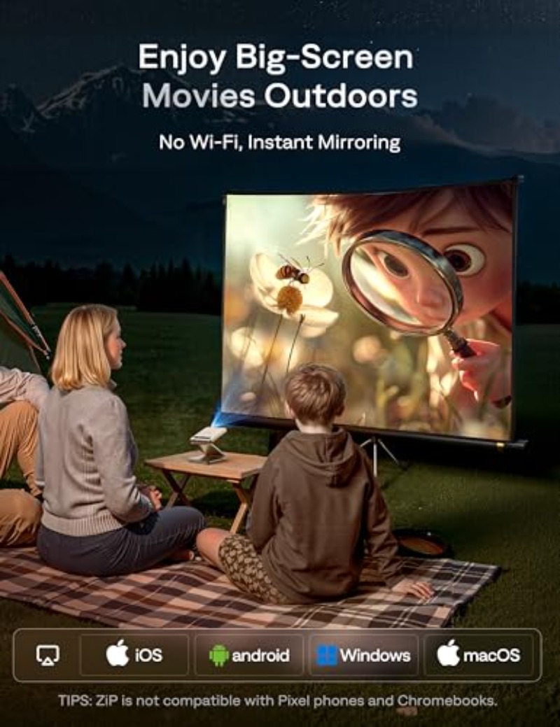Yinzam ZIP Gold Tri-Fold Porta - đánh giá và giá Mini Projector Portable